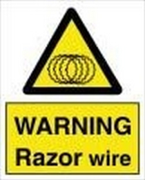 SIGN - RAZOR BARB DANGER 150x150mm