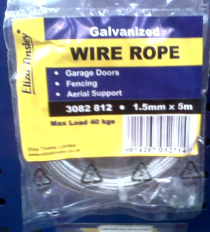 WIRE ROPE 1.5mm x 5m ROLL GALVANISED