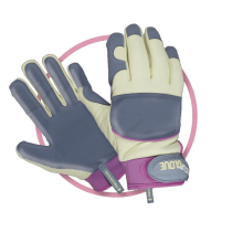 LEATHER PALM SMALL CLIP GLOVES MEDIUM DUTY - BLUE/WHITE/PINK