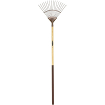 S&J LAWN RAKE 16 METAL SPRING TINES 48" ASH WOODEN HANDLE