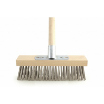 12" WIRE BROOM WITH BRACKET AND WOODEN HANDLE