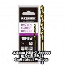 4.8mm HSS JOBBERS DRILL BIT REISSER Ti-N COATED Pack of 1