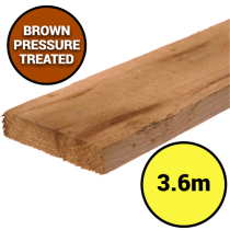 3.6x100x22mm SAWN RAIL BROWN TREATED (12'x4"X1")