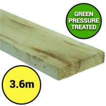 3.6x100x22 SAWN RAIL GREEN TREATED (12'x4"x1")