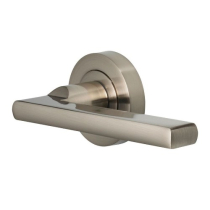 116mm Vela Lever Handles 50mm Round Rose - Satin Nickel