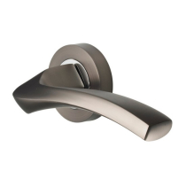 127mm Auva Lever Handles 50mm Round Rose - Graphite/Chrome