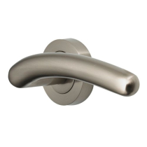 123mm Mira Lever Handles 52mm Round Rose - Satin Nickel