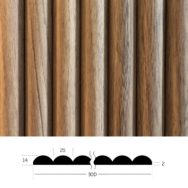 Walnut Half Round Flexi Panels 2400x300 (Pack of 2)