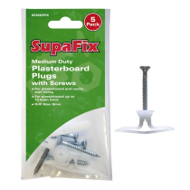PLASTERBOARD PLUGS MEDIUM DUTY WITH SCREWS - PACK OF 5
