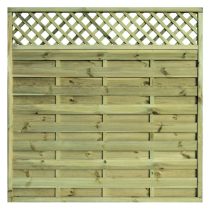1.8mx1.8mW HORIZONTAL LATTICE TOP FENCE PANEL GREEN TRTD*