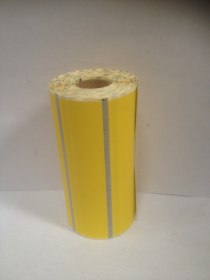 YELLOW PAPER LABEL 102x25mm 19mm CORE,REG MARK,PERF (500)