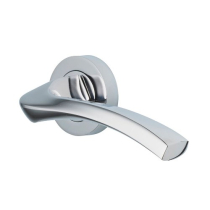 127mm Auva Lever Handles 50mm Round Rose - Polished Chrome