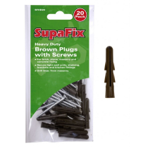 HEAVY DUTY WALL PLUGS BROWN WITH SCREWS - PACK OF 20