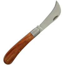 HAWK BILL KNIFE WITH 70mm HOOKED BLADE & WOODEN HANDLE